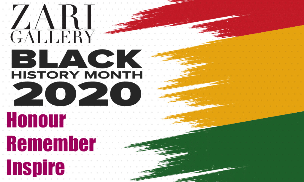 Zari Gallery's Black History Month 2020 Green Event Poster.