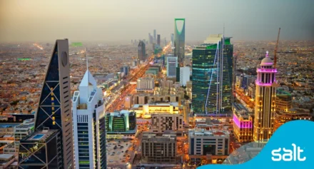 Saudi Arabia city arial footage.