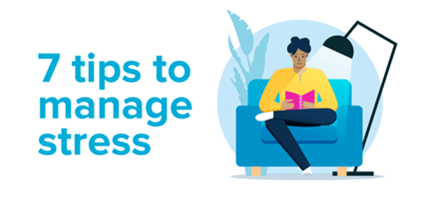 This image illustrates someone managing and coping with stress and anxiety by reading a book to improve their mental health.