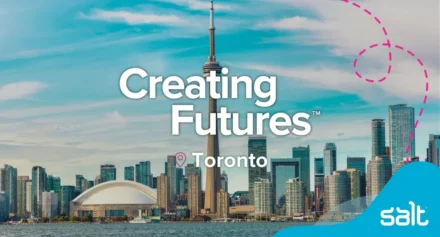 Toronto cityscape with wording "Creating Futures in Toronto" overlaid