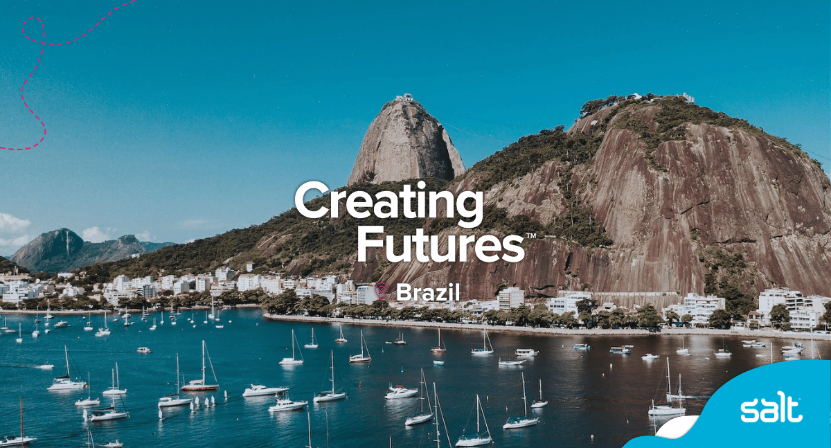 Brasil landscape with Creating Futures and Salt logo