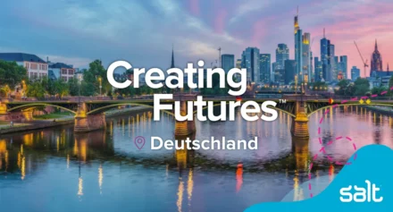 Germany city landscape with the wording "Creating Futures Deutschland".