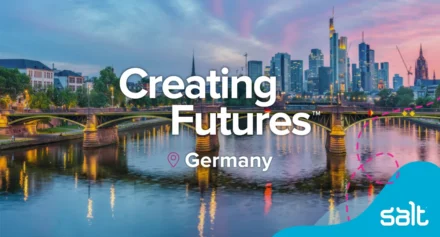 Germany city landscape with the wording "Creating Futures Deutschland".