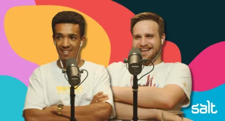 Jacob Nomafo and Jonah Blackburn of Lucid Meme talking in podcast.