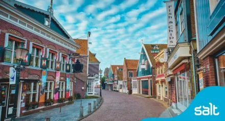 Street and traditional buildings in the Netherlands.