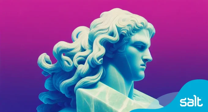 Creative statue with bright purple background