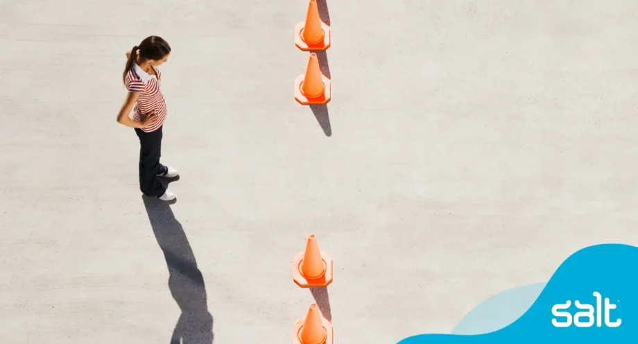 Mind the gap! Gaps in your CV explained 1 Person looking at a line of cones with a gap