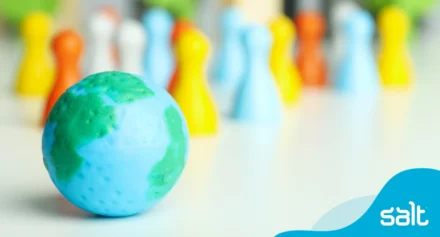 Globe on a table with chess pieces