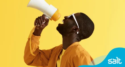 Man shouting into a megaphone