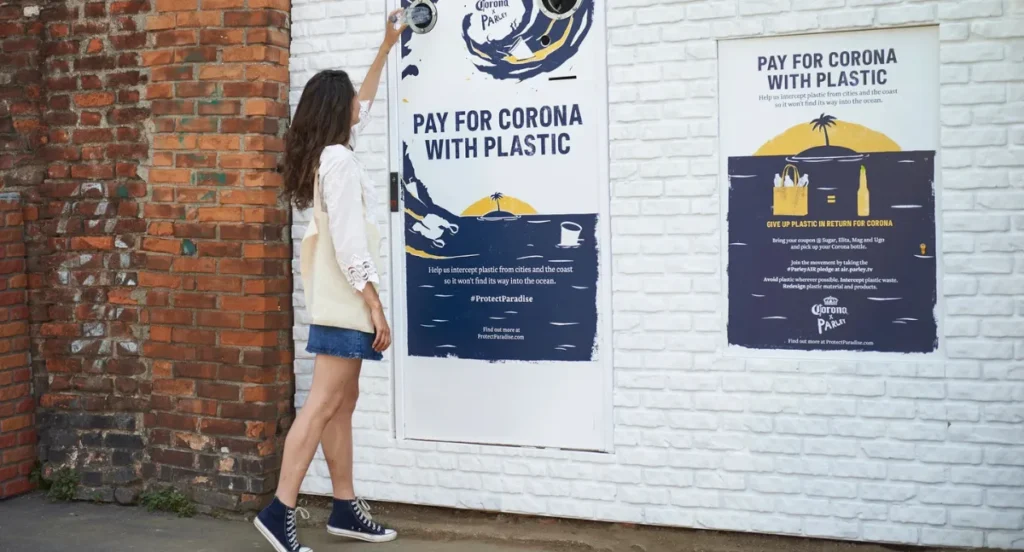 The best marketing campaigns of all time 12 Woman engaging in Corona Pay with Plastic campaign