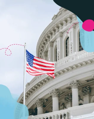 Washington building with US flag