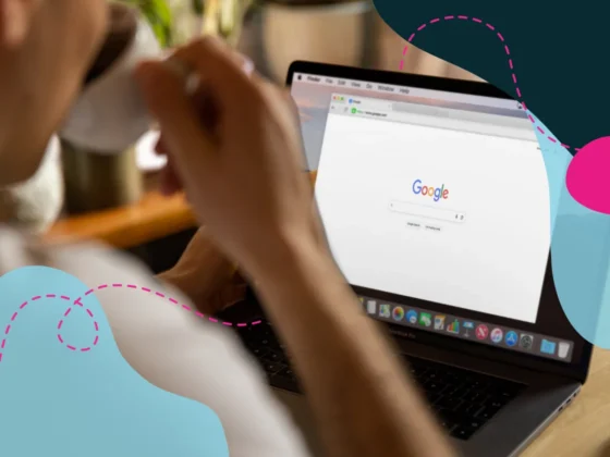 Someone on a laptop searching on google