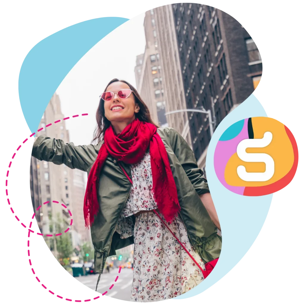 Woman in US street calling a cab