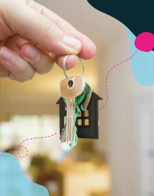 Keys to a new house, representing real estate