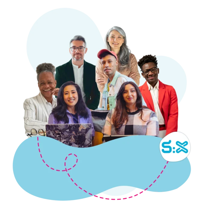 Collage of seven diverse colleagues, representing a dynamic workforce