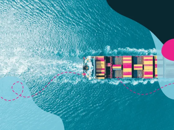 A cargo boat in the ocean