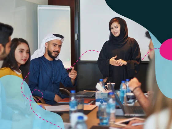 Emirate man an woman in a business meeting