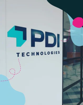 PDI Technologies logo interior office branding