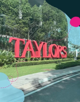 Taylors logo signage on the campus