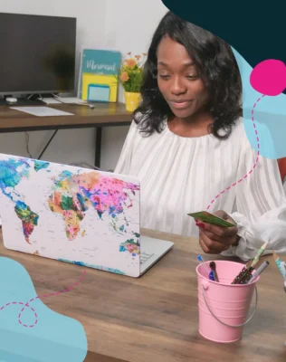 Woman using her laptop to buy something online