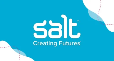 Salt Creating Futures logo in white on blue background