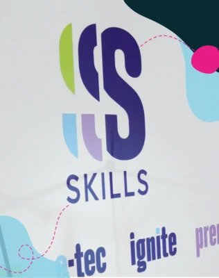 Skills Group logo on event branding