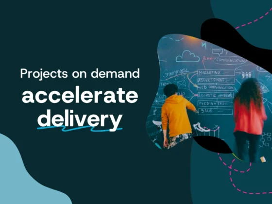 Two people making notes on a chalkboard with the words "Introducing a smarter alternative for project success" for Salt: Fusion