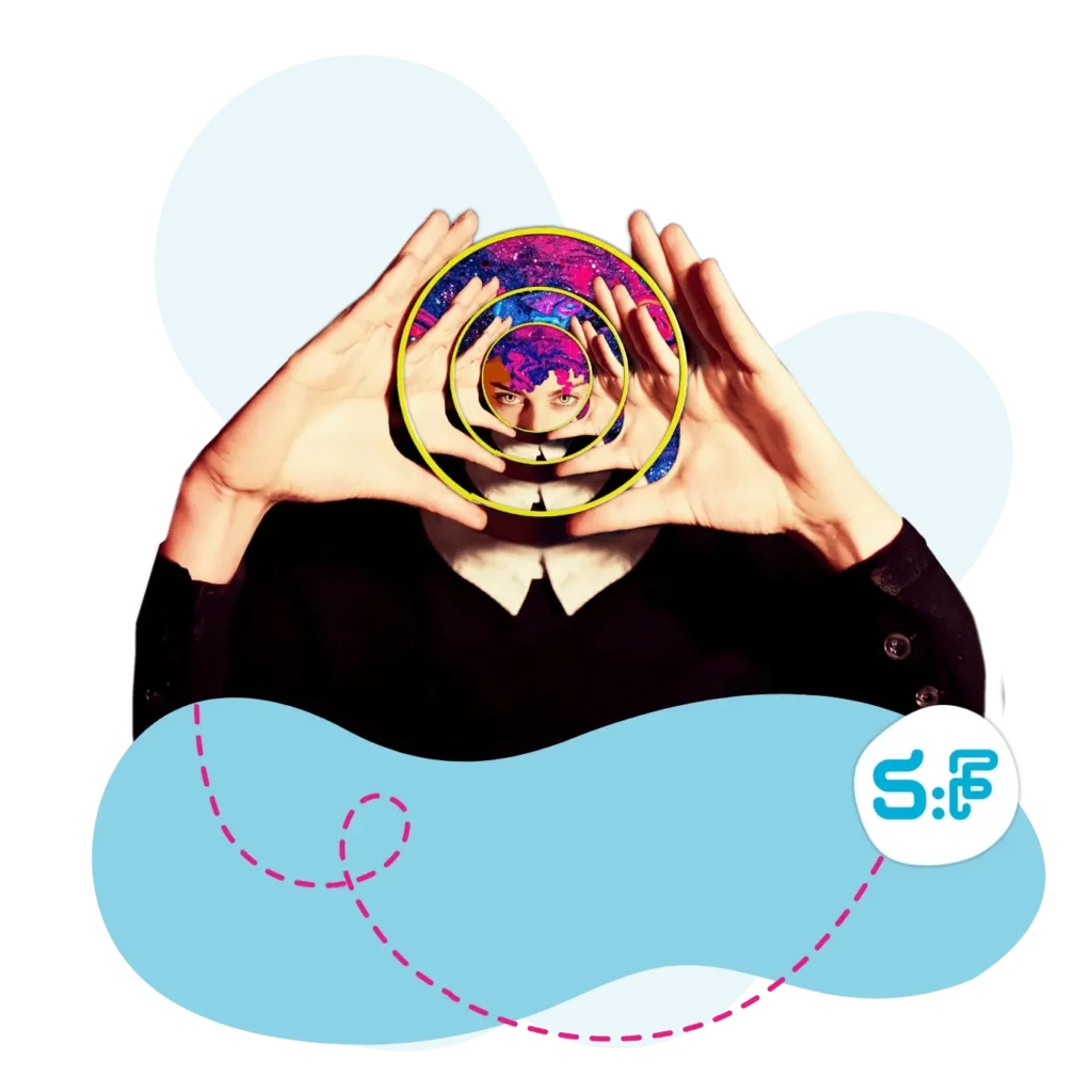 Someone looking thought a cylinder