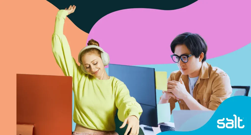 Women in the Workplace Progress Report 2026: Measuring True Inclusion 5 Two people in the office, looking happy and focused