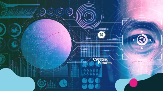 Futuristic interface with Creating Futures text