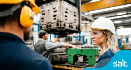 man and woman in factory