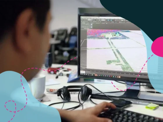 Person visualising environmental plans on computer.